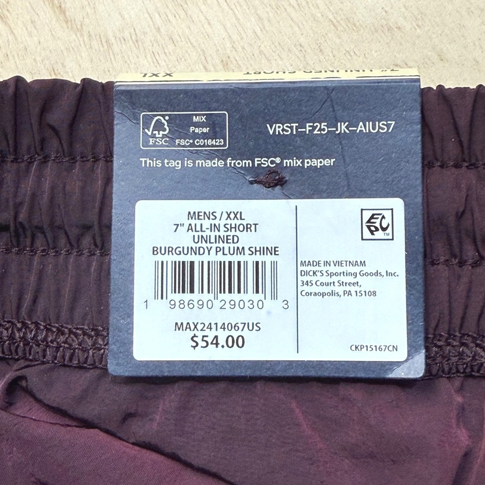 (2) NEW VRST Mens All-In Unlined 7" Shorts XXL Aqua Burgundy UPF 50+ Two Pack - Picture 6 of 11